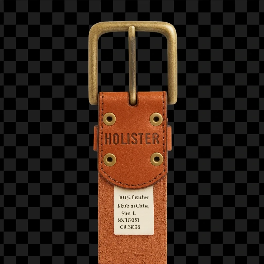 Hollister Size Large 35”-39” Brown Woven Genuine 100% Leather Studded Wide Belt